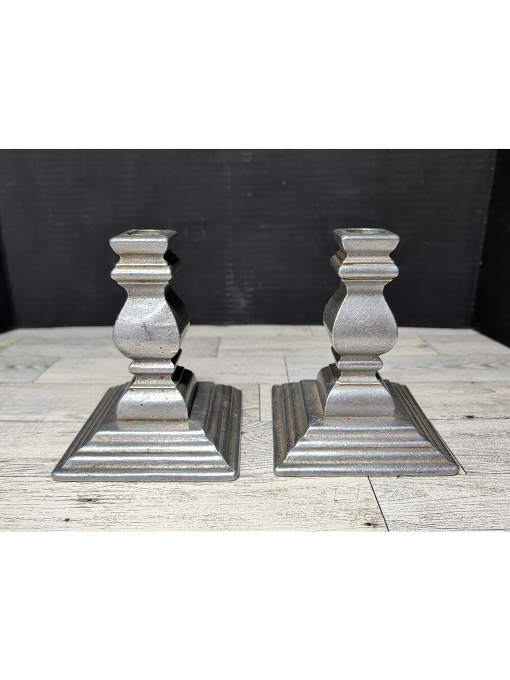 2 Candle Stick Holders 5” Unbranded Unique Shape And Heavy Metal